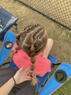 Crazy Volleyball Hairstyles, Easy Hairstyles For Sports Volleyball, Softball Picture Hairstyles, Girls Softball Hairstyles, Softball Hairstyles For Long Hair, Alien Hairstyles, Soccer Girl Hairstyles, Softball Hairstyles Braids, Track Meet Hairstyles