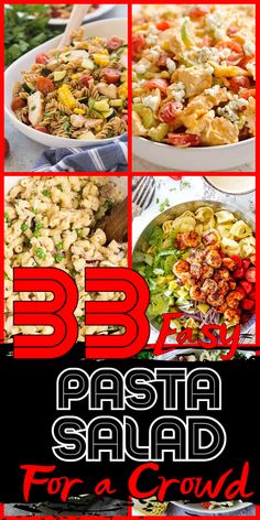 the cover of bbq pasta salad for a crowd is shown in red and black