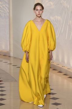 Kaftan Designs, Yellow Dresses, Resort 2020, Emilia Wickstead, Hijab Styles, Vogue Russia, Abaya Fashion, Pinterest Account, Puffy Sleeves