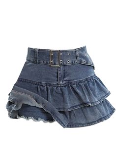 Summer Women Japanese Fashion 2000s Cutecore Denim Mini Skirt Gyaru Coquette Chic Y2k Harajuku Denim Skirt Pattern, 2000s Denim, Moda Grunge, Chic Y2k, Fashion 2000s, Y2k Harajuku, 90s Fashion Grunge, Ballet Core, Aesthetic Look