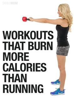 a woman holding a red ball in her right hand with the words workouts that burn more calories than running