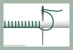 a needle is hooked up to the end of a piece of paper with green thread