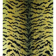 an animal print fabric with black and yellow stripes