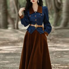 Two-Piece Matching Sets for Women, Velvet Skirt and Denim Jackets Coats, Cropped Top Suit, Casual Brown Velvet Skirt, Dark Academia Aesthetic Outfit, Crop Top Suit, Academia Aesthetic Outfit, Long Sleeve Denim Jacket, Velvet Skirt, Dark Academia Aesthetic, Academia Aesthetic, Modest Fashion Outfits