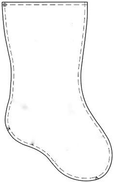 a drawing of a christmas stocking with stitching on the top and bottom side