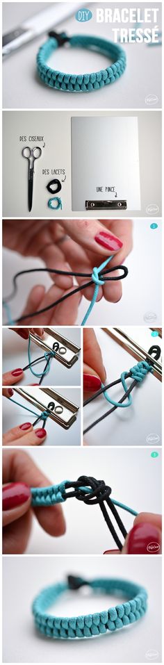 instructions to make an easy bracelet with macaroni's weave and leather cord