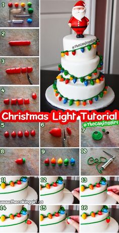 the instructions for how to make a christmas light cake