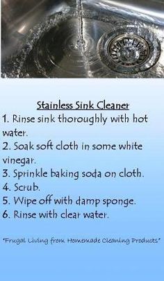 the instructions for how to clean a stainless steel sink