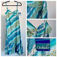 Description: Orchidee Ocean Blue Striped Floral Holiday Dress with Sweetheart Neckline and Pleated Drop Hem (UK6-8) Measurements: BUST: 80cm.  UK 6-8, WAIST: 72cm. UK 10, HIPS: 94cm.  Vintage Appreciation Society: Online and Instore @vintageappreciationsociety and @handbagappreciationsociety Dress With Sweetheart Neckline, Holiday Dress, Ocean Blue, Vintage Dress, Holiday Dresses, Dress Clothes For Women, Blue Ocean, Sweetheart Neckline, Vintage Dresses