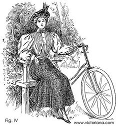 an old fashion woman sitting on a bench next to a bicycle, vintage line drawing or engraving