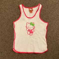 New Without Tags, From Pet/Smoke-Free Home. 100% Cotton Exclusive Of Decoration. Ribbed Tank With Satin Trim. Clothing Folds, Mind Dump, Hello Kitty Shirts, Annoying Orange, Sublimation Ideas Projects Inspiration, Kitty Clothes, Happy Bunny, Bear Slippers, Hello Kitty Clothes