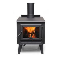 True North TN20 22 Metallic Black Vented Wood Burning Stove With Legs, EPA2020 Certified Fireplace Cladding, Small Wood Stoves, 2 Story Cottage, Wood Stove Ideas, Four Season Room, Deck Plan, Stove Installation, Stove Ideas, Stoves For Sale