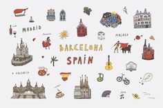 an image of barcelona spain with all the symbols