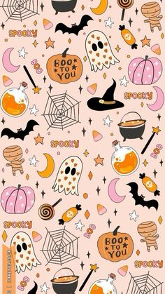 an image of halloween stickers on a pink background