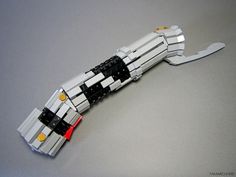 a lego space ship is shown on a table with the bottom part removed from it