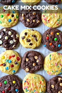 chocolate chip cookies with sprinkles and m & m's on top