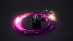 an animated image of a person in the middle of a ring with fire coming out of it