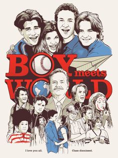 the movie poster for boy meets world, which features many people and an image of a baseball