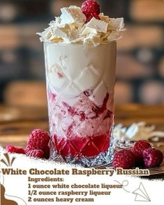 White Chocolate Liqueur, Raspberry Cocktail, White Chocolate Shavings, Drink Garnishing, Cocktail Drinks Alcoholic, Raspberry Liqueur, Cocktails To Try, Drink Recipes Nonalcoholic, Yummy Alcoholic Drinks