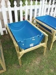 two wooden benches sitting next to each other in the grass