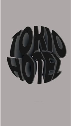 the word tokyo written in 3d letters on a gray and grey background with black lettering