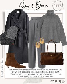 The different shades of grey form a sophisticated monochromatic base, while the brown adds warmth and contrast. This creates approachable yet chic outfits. Which one would you wear? Let me know in the comments👇💬 and share these styling tips with friends 🗣️ ✨Available items and some alternatives will be linked in December Highlight and LTK link in Bio✨ . . . . . #nailingthestyle #outfitoftheday #outfitinspiration #outfitinspo #fashionblogger #virtualstylist #outfitideas #stylingtips #wardr...