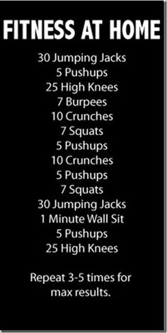 a black and white workout poster with the words fitness at home