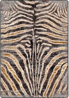 an animal print rug with gold and black stripes