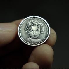 This vintage looking coin pendant necklace can be personalized with your photo, your cat or your dog photo portrait, made of solid silver. Custom Coins, Silver Coin Necklace, Unique Silver Jewelry, Coin Pendant Necklace, Photo Necklace, Photo Engraving, R P, Coin Jewelry, Silver Coin