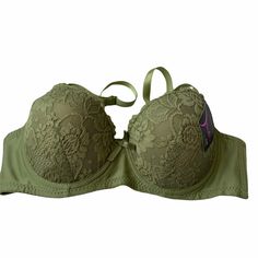 Women’s Size 32b Green Bra. Nwt Excellent Condition. A Couple Of Tiny Imperfections In The Cup Lining But They Won’t Bother You. Pretty Avocado Color And Nice Lace Detail. Adjustable Straps. Avocado Color, Green Bra, Cute Bra, Beautiful Closets, Green Bras, Green Stuff, Cute Bras, The Cup, Green Lace