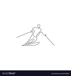 a single line drawing of a person skiing