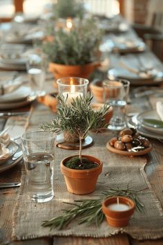 the table is set with place settings for two people