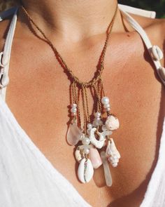 New style alert! 🥥 ULUWATU 🪸a fun, fringey, ocean inspired statement piece A mixture of all the fun things I find on my beach walks: sea glass, sea pottery, shells of all kinds, pebbles, coral fragments, etc. Available now - link in bio Shell Beads Jewelry, Sea Style, Jewelry Display Cards, Dope Jewelry Accessories, Beachy Jewelry, Quirky Jewelry, Sea Pottery