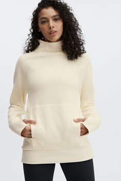 Zaylee Funnel Neck Tunic Fabletics white female Activewear >> Womens >> Tops >> Tanks >> Tunic regular Grey Fleece Jacket, Oversized Pullover Sweaters, Funnel Neck Sweatshirt, Mock Neck Sweatshirt, Cowl Neck Sweatshirt, Tunic Sweatshirt, High Neck Sweater, Oversized Pullover, Long Sleeve Turtleneck