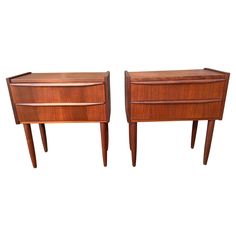 pair of mid century modern nightstands in teak wood, france 1950's