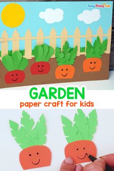 this is an easy paper craft for kids to make with carrots and lettuce