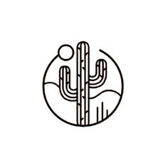 a cactus in a circle on a white background