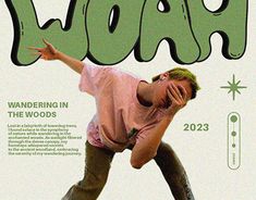 a young man riding a skateboard on top of a green and white advertisement poster