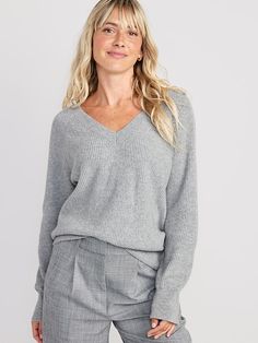 Saw this on Old Navy: Basic Streetwear, Cocoon Sweater, Quick Crochet Patterns, Sweater For Women, Quick Crochet, Petite Size, V Neck Sweater, Grey Sweater, Black Stripes