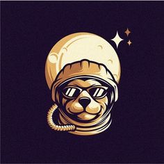 an animal wearing a helmet and goggles with stars on it's head in the dark