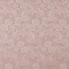 a pink and gold wallpaper with white flowers on it's side, in an ornate pattern