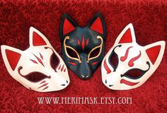 MADE TO ORDER Wedge Kitsune Mask... masquerade Japanese fox Japanese Fox Mask, Cargo Jacket Mens, Japanese Fox, Green Cargo Jacket, Arte Ninja, Kitsune Mask, Japanese Mask, Fox Mask, Mask Costume