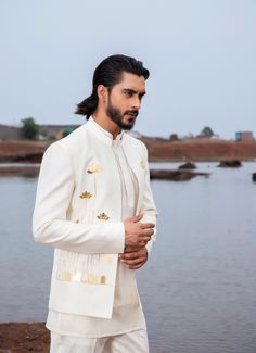 By Runit Gupta Beige Party, India Fashion Men, Cloth Collection, Kurta Men, Engagement Pictures Poses, Dress Men