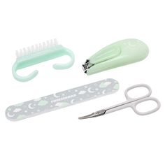 Tweezerman's Baby Manicure Kit features four precision manicure tools specially designed for tiny, delicate nails. Each tool provides safe, gentle care of baby fingers and toes. Delicate Nails, Baby Nail Clippers, Nail Buffers, Hand And Foot Care, Tweezers Eyebrows, Nail Scissors, Baby Nails, Ingrown Toe Nail, Nail Brush