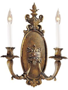 This stately sconce adds a distinctive European flair to any room.  Designed in the Baroque style of Northern Italy, it is decorative, but not ornate.  Each element, from the whimsical urn to the graceful arms, is beautifully cast in solid brass and finished with an antique bronze patina. Antique Wall Lights, Traditional Wall Sconces, Vintage Wall Sconces, Italian Baroque, Indoor Wall Sconces, Bronze Patina, Wall Candles, Wall Light Fixtures, Light Sconces