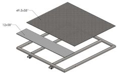 an image of a table with measurements for the top and bottom section, including two legs