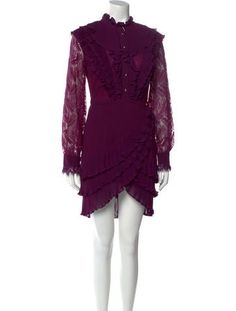 Just Cavalli DressPurpleLace PatternPleated & Ruffle AccentsLong Sleeve with Mock NeckButton Closure at FrontFit:Dresses by Just Cavalli typically fit true to size. Just Cavalli, Outerwear Sweater, Lace Pattern, Shirt Accessories, Shoulder Sweater, Hoodie Dress, Knee Length Dress, Casual Jeans, Sweater Accessories