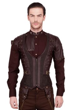 Steampunk Corsets, Corset Brown, Steampunk Man, Best Waist Trainer, Masc Fashion, Corset Looks, Goth Steampunk, Gentlemen Wear