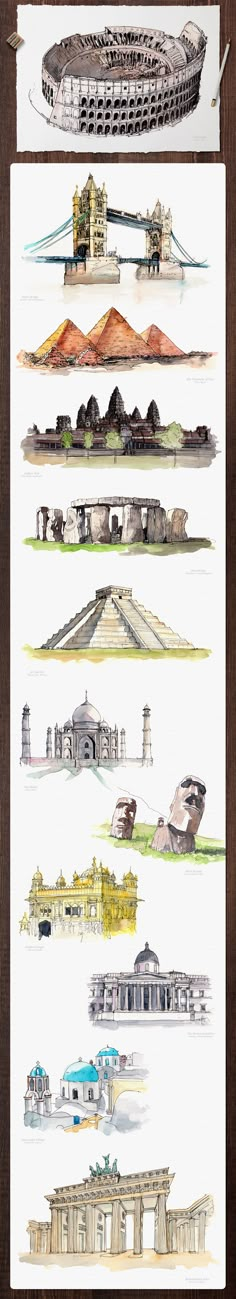 four different types of architectural drawings are shown