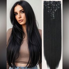 Super Cute And Stylish Ships In 5-10 Business Days Clip In Hair Extensions Black Hair Extension For Women Full Head Synthetic Hair Extensions 12 Pcs 22 Inch Set Thick Clip In On Hair Extensions Natural Black Extensions Black Hair, Black Hair Clip In Extensions, Hair Extensions Black, Bellami Hair Extensions Clip In, Hair Clipins Extensions Black, Clip In Hair Extensions Dark Brown, Rose Hair Clip, Black Hair Extensions, Clip In Hair